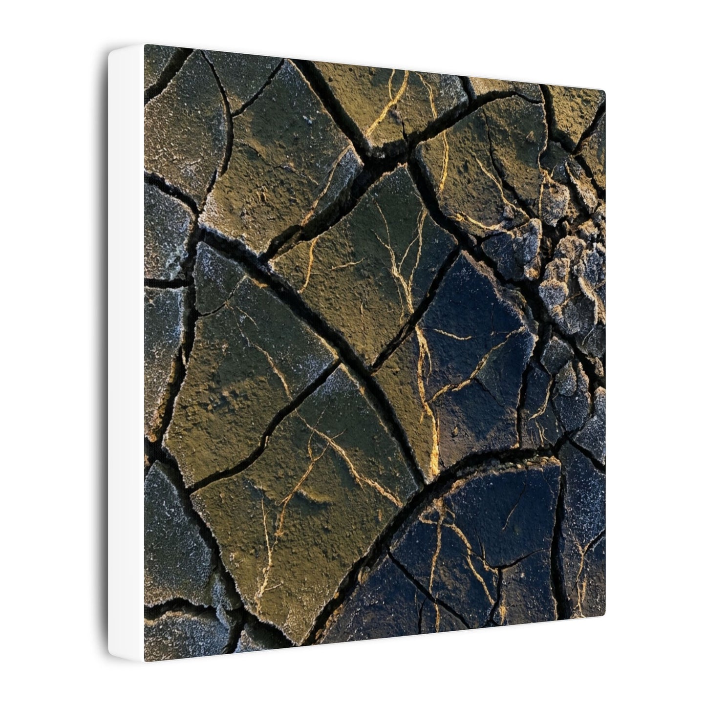 Winter Cracked Earth Moody Minimal Canvas Art | Atmospheric Decor