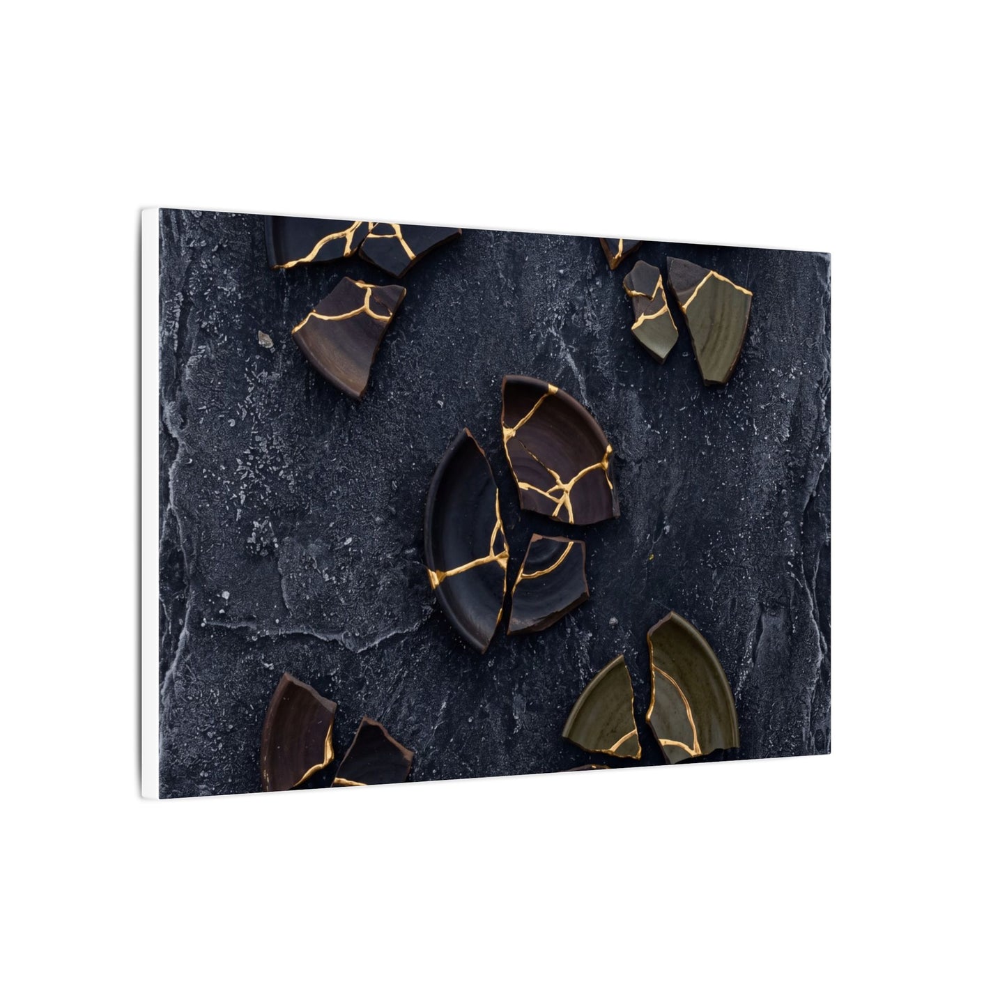 Broken Pottery Canvas Art | Winter Dark Japandi Shadow Zen Art