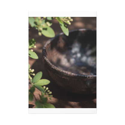 Ceramic Bowl Shadow Zen Canvas Art | Moody Dark Japandi Art