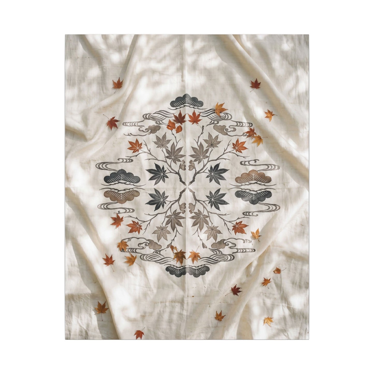 Elegant Silk Drape Canvas Art - Japanese Pattern Japandi