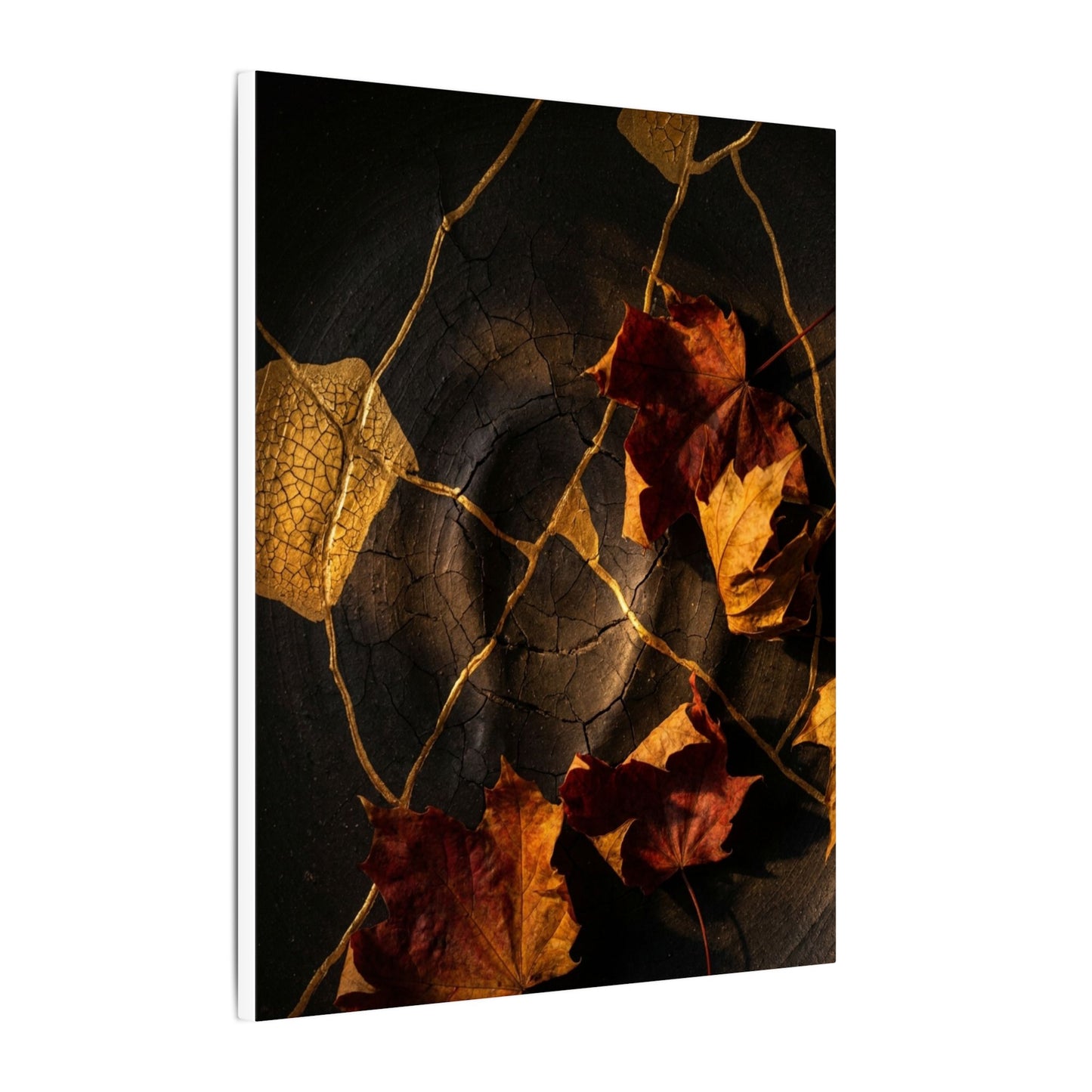 Resilient Shadow Play Canvas Art - Crackle Gold Kintsugi