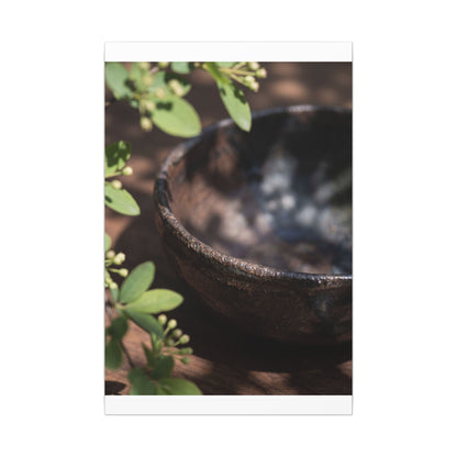 Ceramic Bowl Shadow Zen Canvas Art | Moody Dark Japandi Art