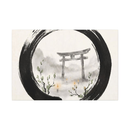 Spring Torii Gate Enso Canvas Art | Tranquil Decor Art Print
