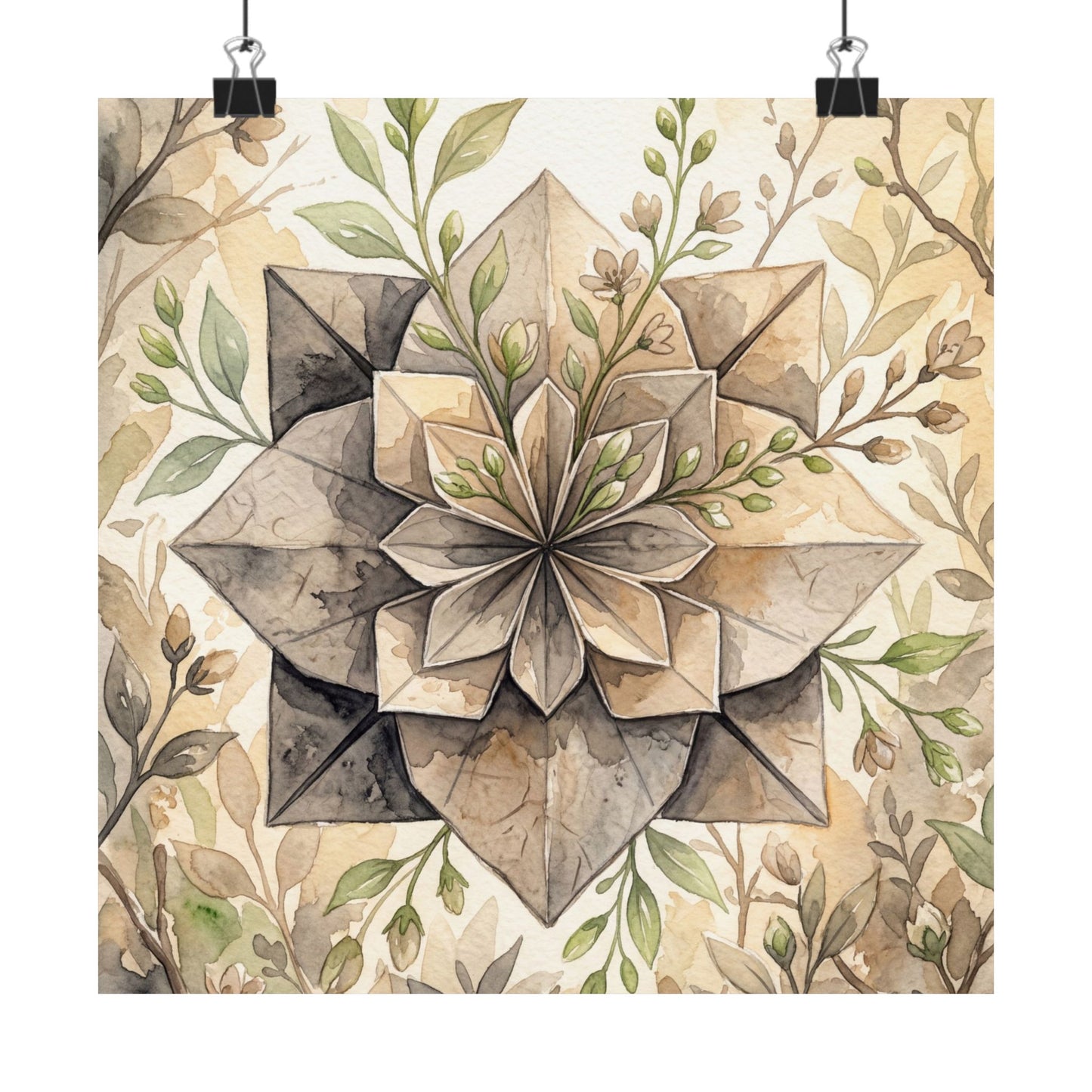 Golden Hour Paper Fold Wall Art Print - Japandi Mono No Aware Art Print
