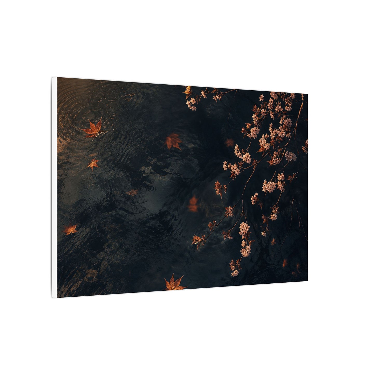 Golden Hour Cherry Blossom Canvas Art - Dark Japandi Kanso