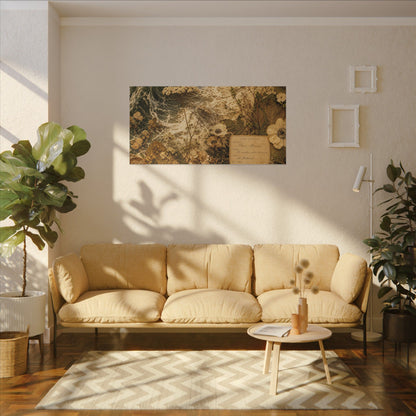 Spring Ocean Wave Herbarium Canvas Art | Nostalgic Decor