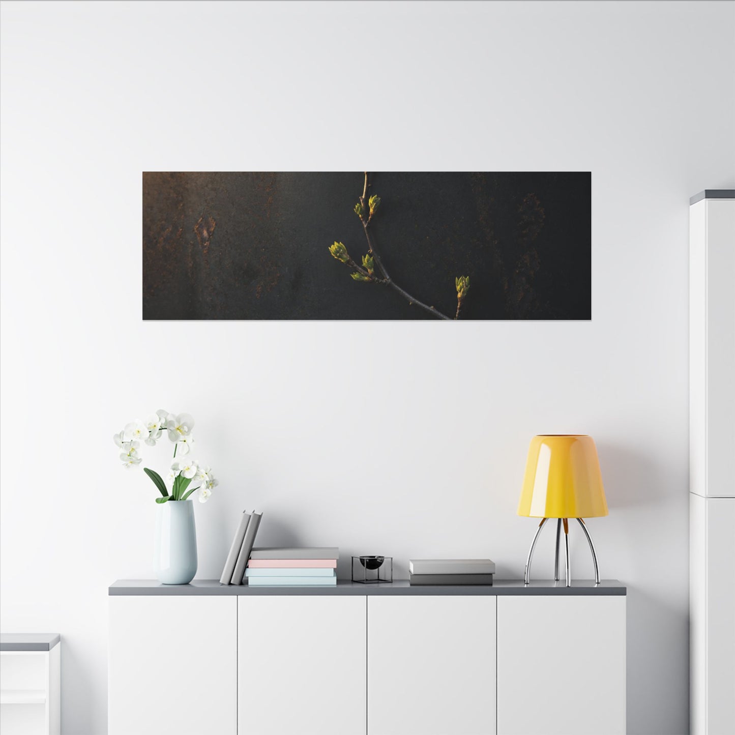Dark Japandi Rust Patina in Golden Hour | Moody Minimal Canvas Art