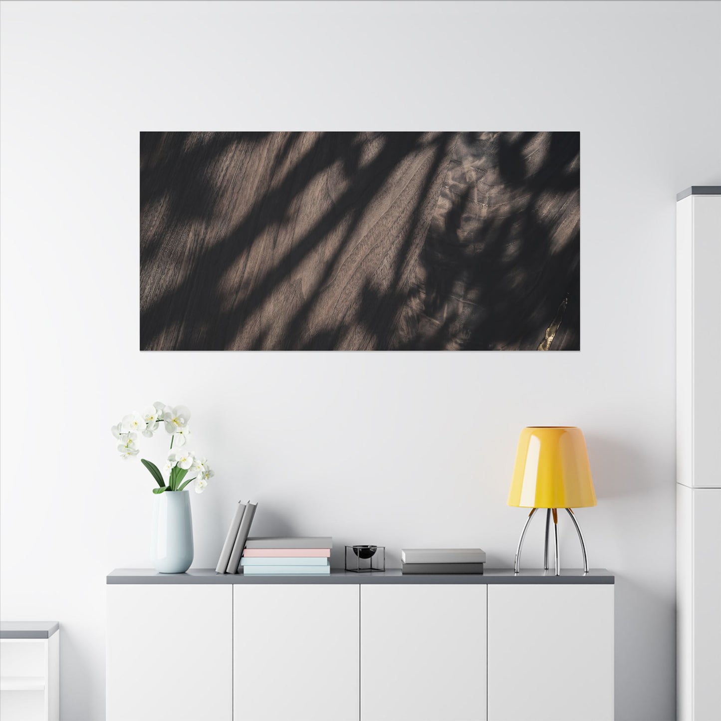 Shadow Play Summer Canvas Art | Dark Japandi Moody Design