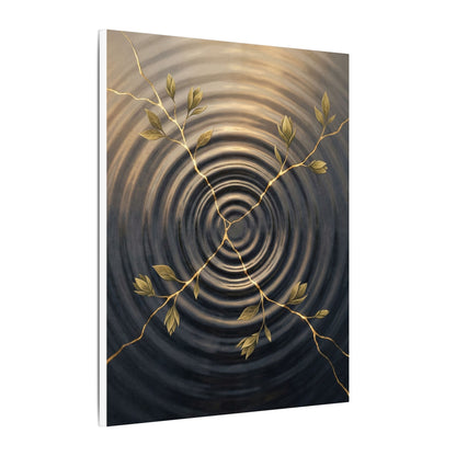 Kanso Water Ripple Canvas Art - Kintsugi Gold Vein