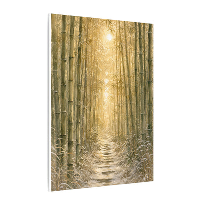 Bamboo Grove Winter Canvas Art | Japandi Elegant Design
