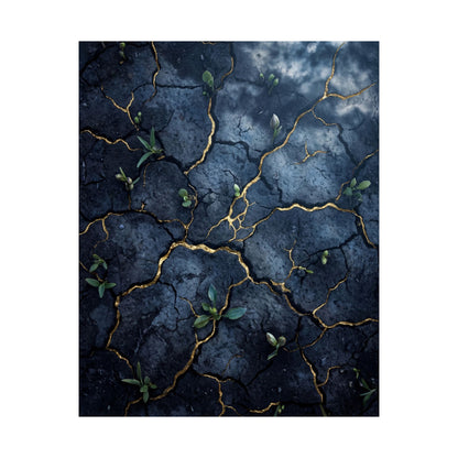Shibui Cracked Earth Wall Art Print - Kintsugi Broken Beauty