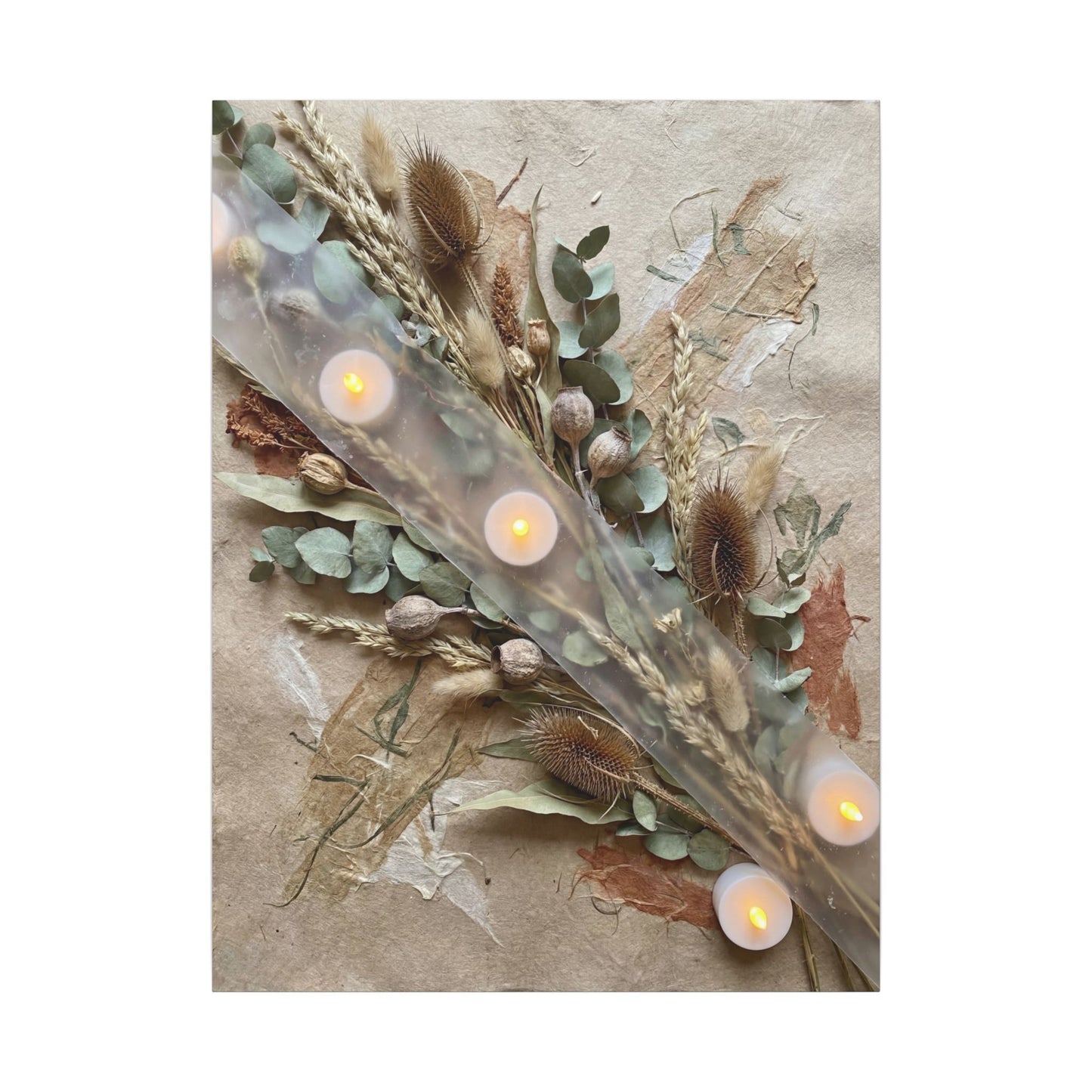 Candlelight Dried Flowers Canvas Art - Japandi Kanso