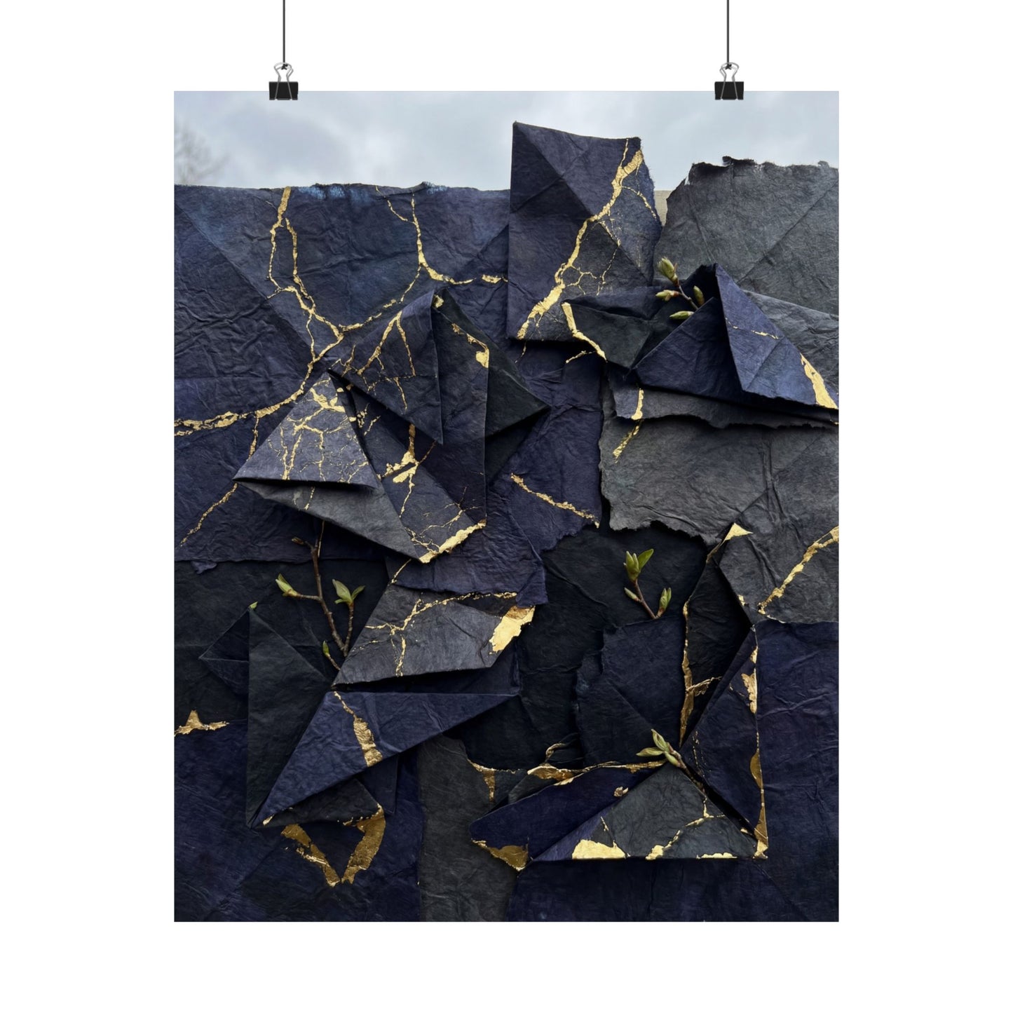 Paper Fold Crackle Gold Wall Art Print | Philosophical Kintsugi Art Art Print