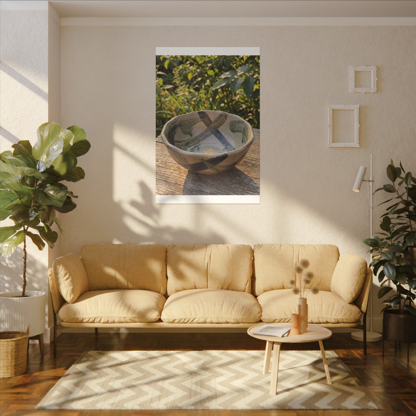 Earthy Ceramic Bowl Canvas Art - Japanese Pattern Japandi
