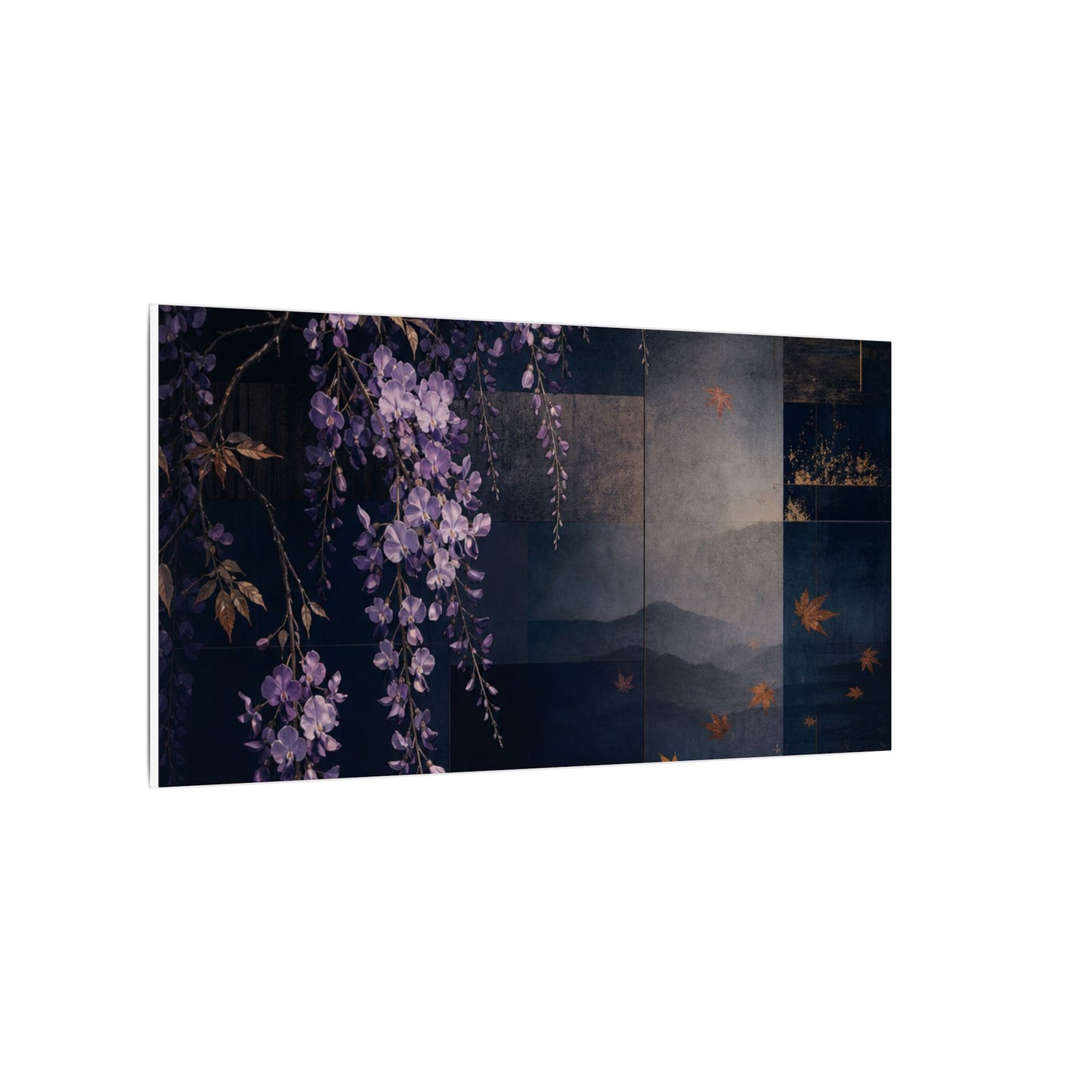 Dawn Wisteria Canvas Art - Dark Japandi Fukinsei