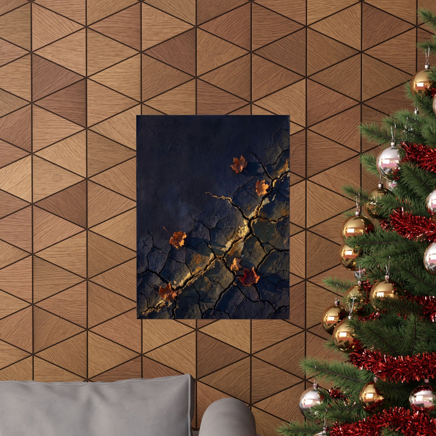 Golden Hour Cracked Earth Wall Art Print - Dark Japandi Seijaku