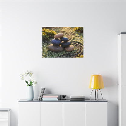 Zen River Stones in Golden Hour | Karesansui Canvas Art