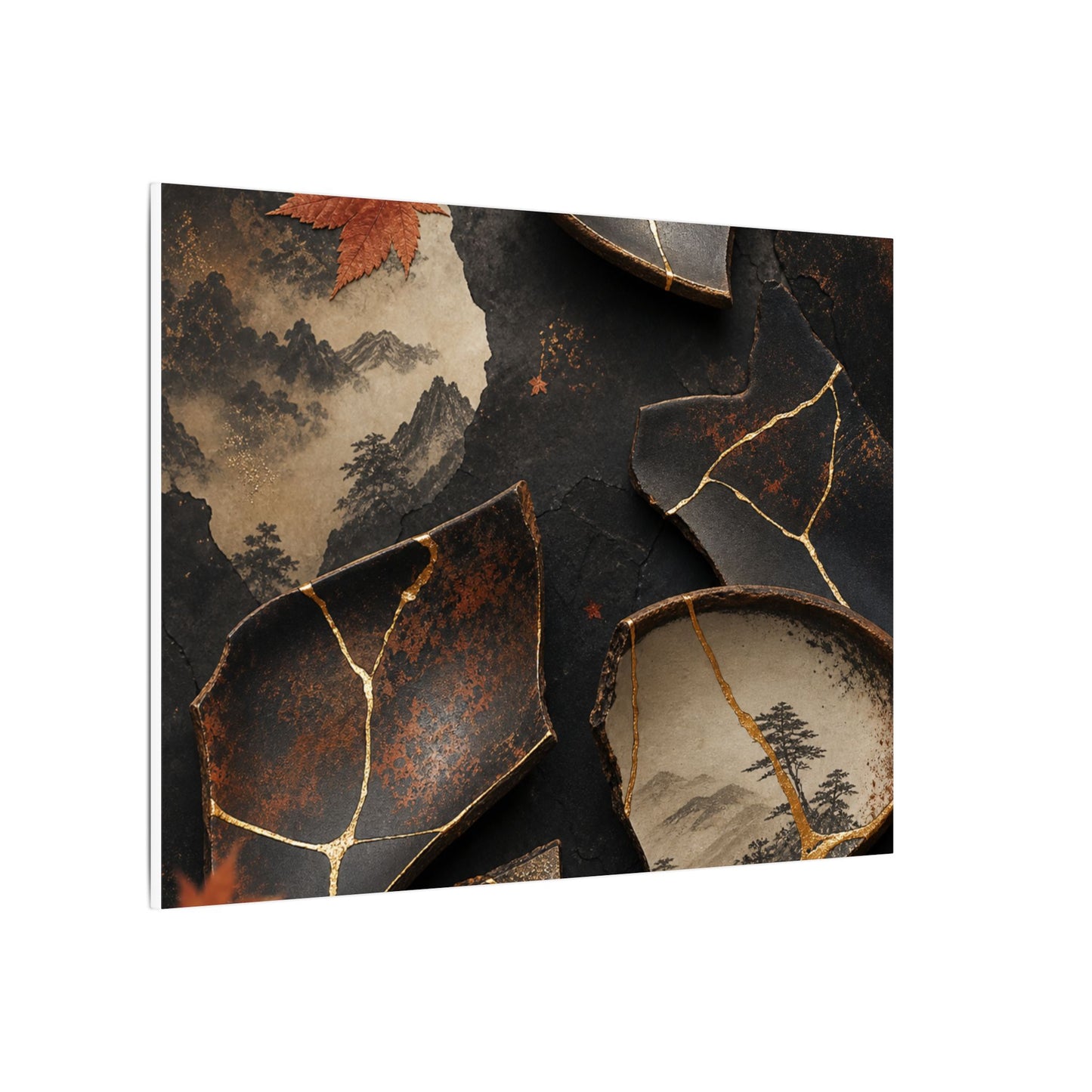Broken Pottery Gold Vein Canvas Art | Philosophical Kintsugi Art