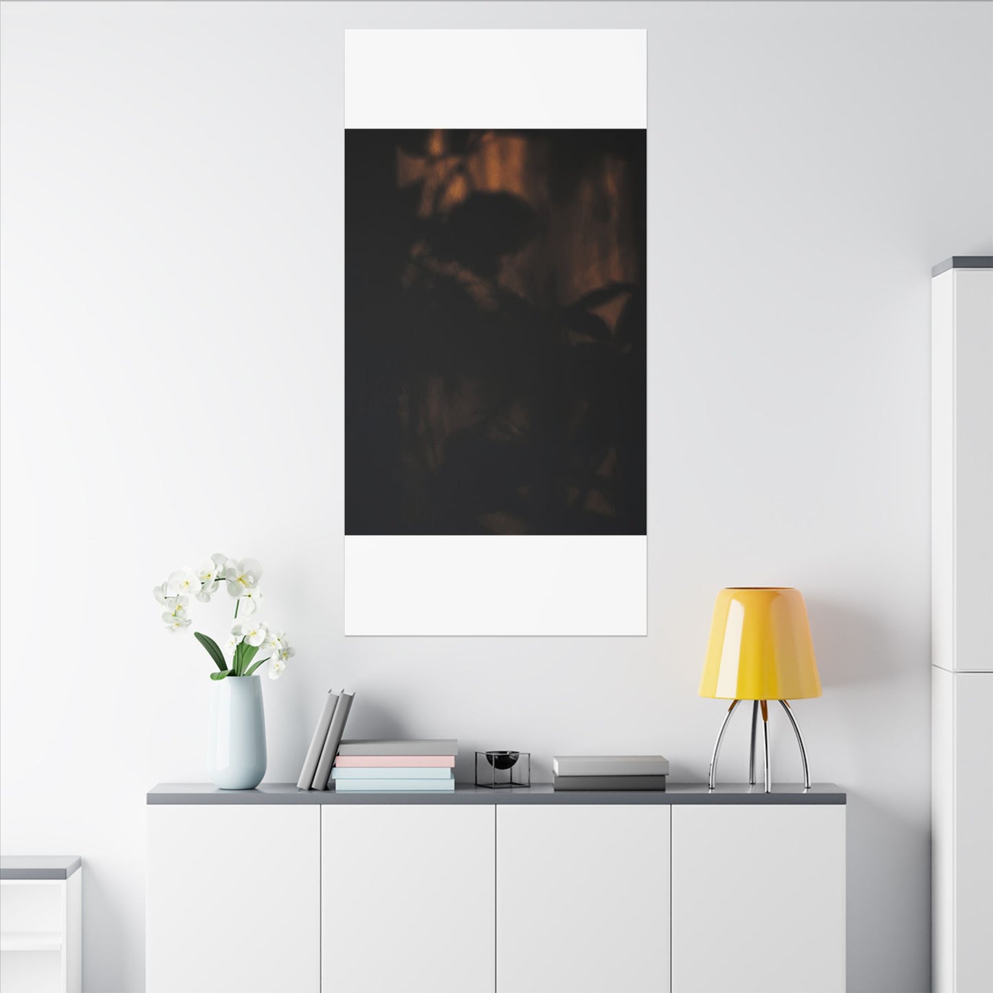 Shadow Play Summer Canvas Art | Dark Japandi Sophisticated Design