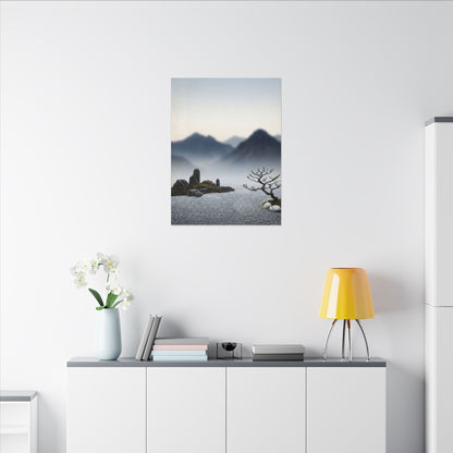 Mountain Mist Karesansui Canvas Art | Contemplative Zen Art