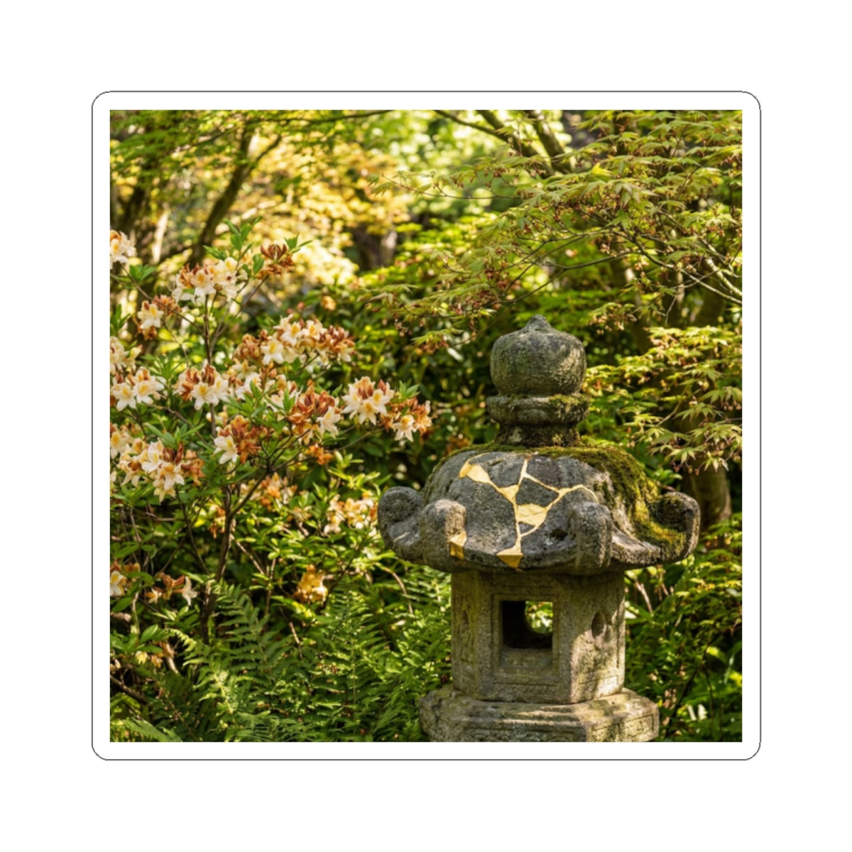 Spring Stone Lantern Gold Repair Sticker | Resilient Decor Art Print