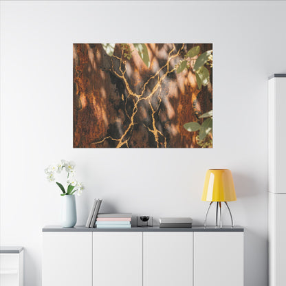 Kanso Rust Patina Canvas Art - Kintsugi Gold Vein