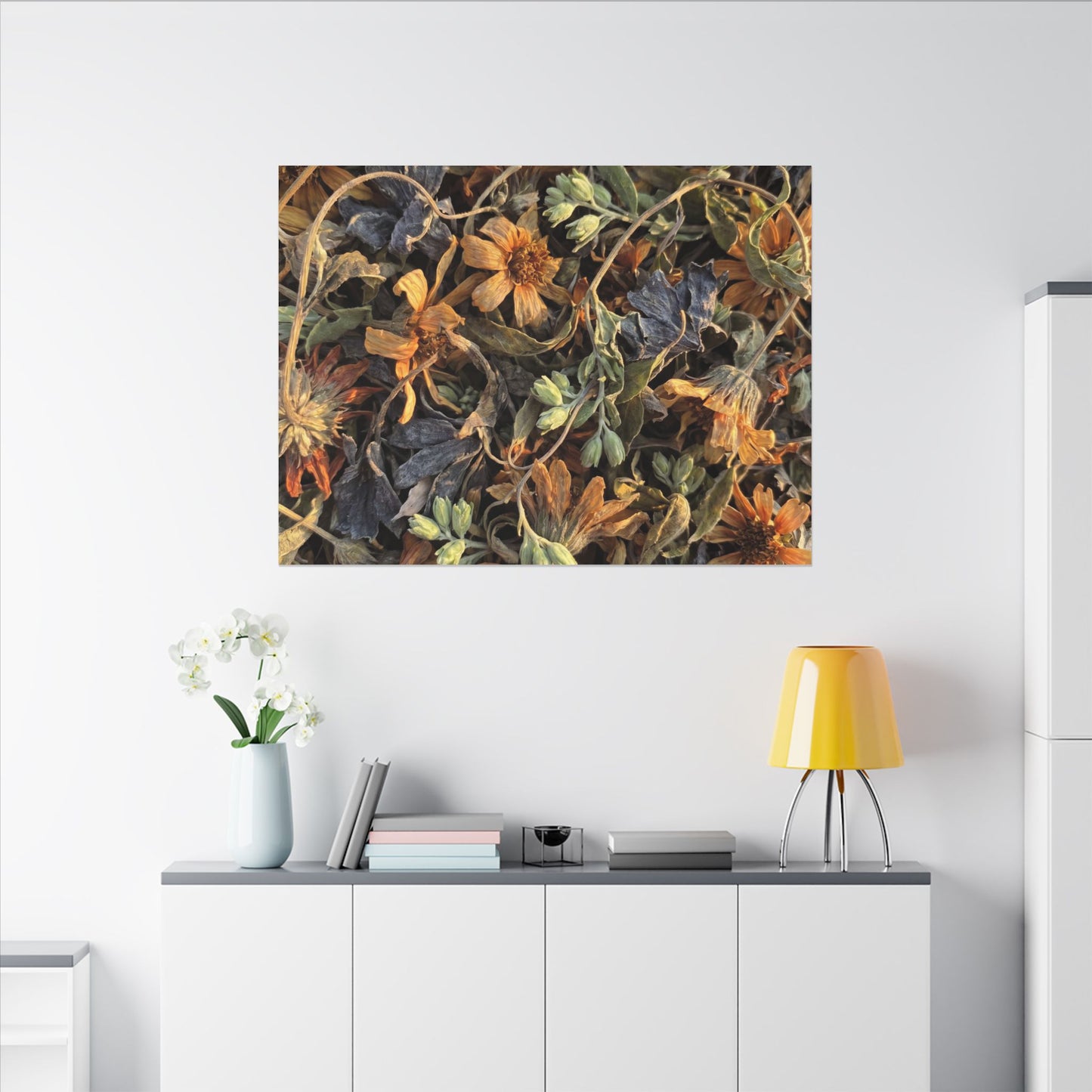 Spring Dried Flowers Japanese Pattern Canvas Art | Warm Decor