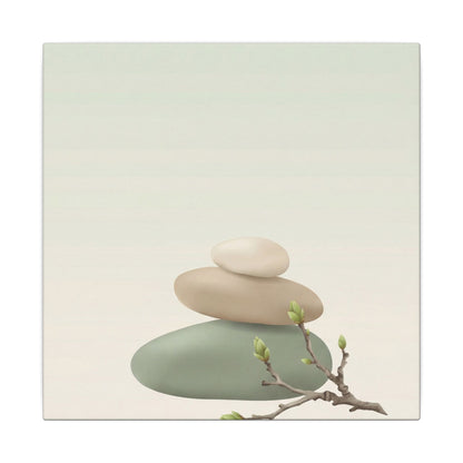 Dawn River Stones Canvas Art - Japandi Fukinsei