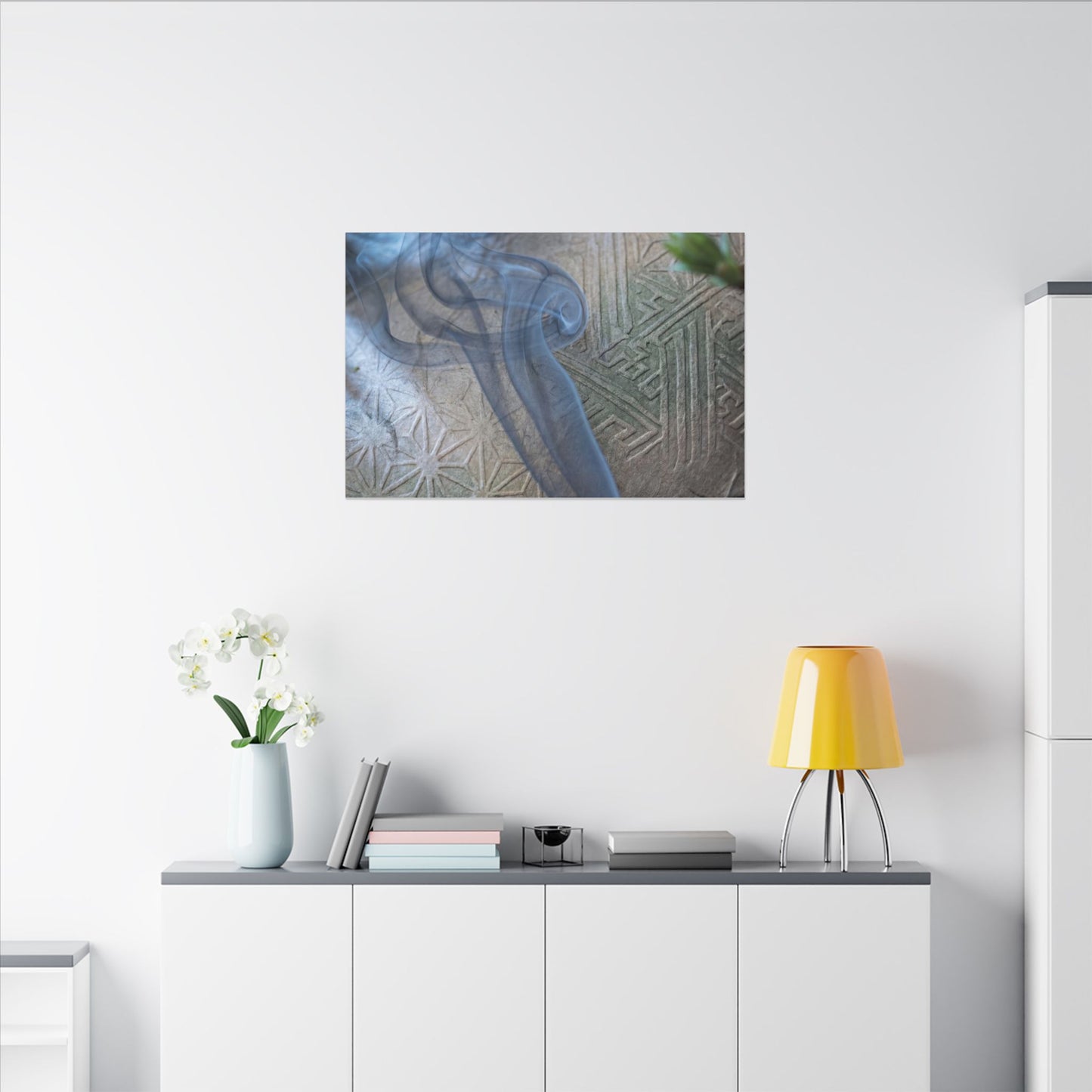 Spring Incense Smoke Japanese Pattern Canvas Art | Neutral Decor
