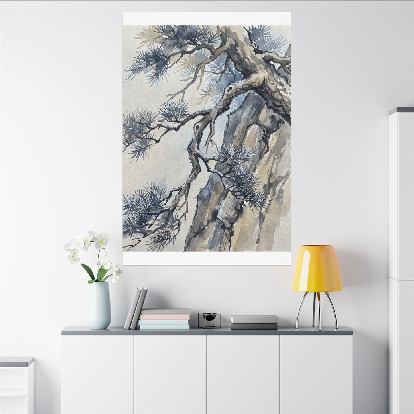 Moonlight Pine Tree Canvas Art - Japandi Seijaku