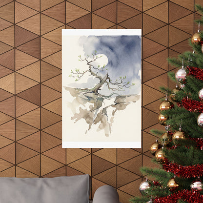 Pine Tree Spring Wall Art Print | Japandi Elegant Design