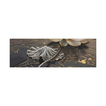 Kintsugi Lotus Flower in Golden Hour | Gold Vein Canvas Art