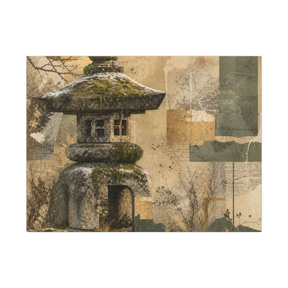Elegant Stone Lantern Canvas Art - Texture Japandi