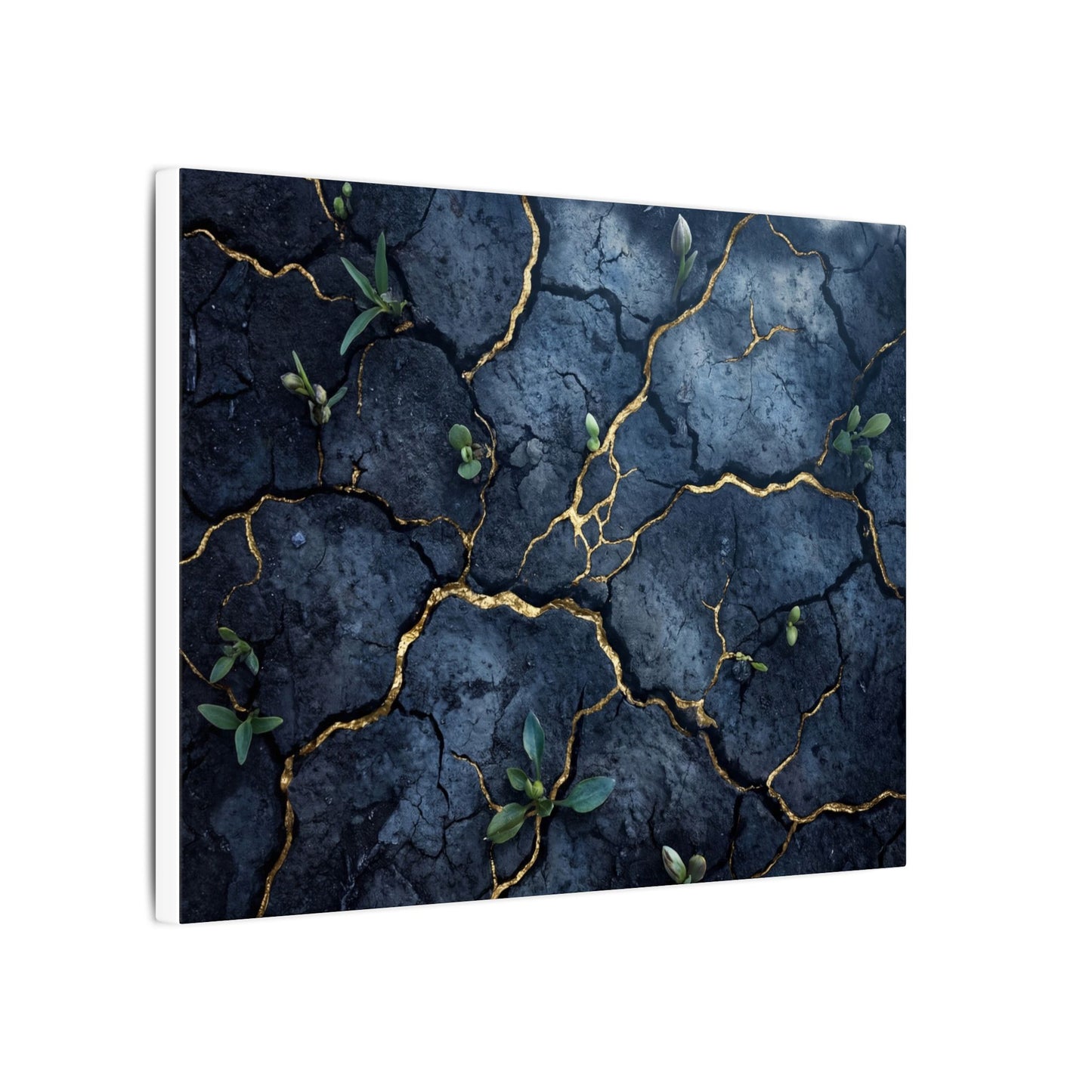Cracked Earth Spring Canvas Art | Kintsugi Healing Design