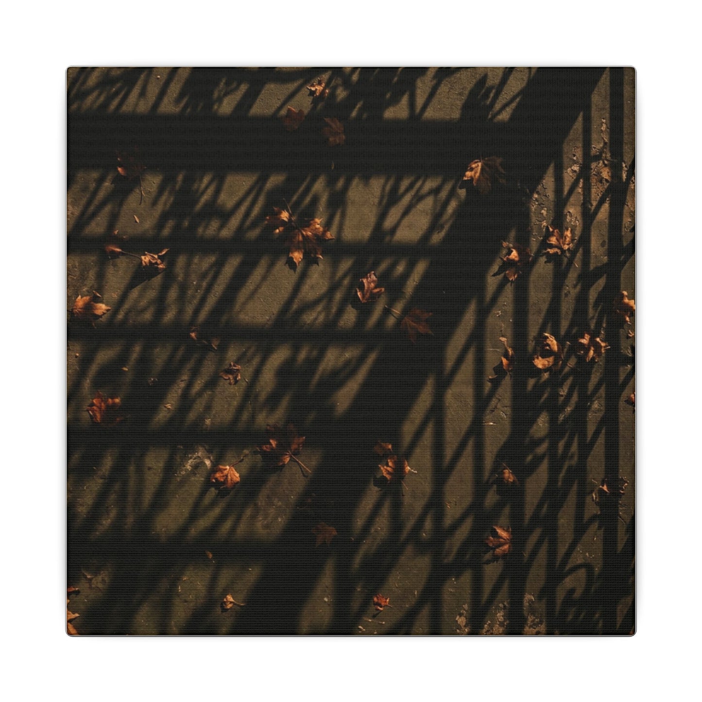 Dark Japandi Shadow Play in Golden Hour | Moody Minimal Canvas Art