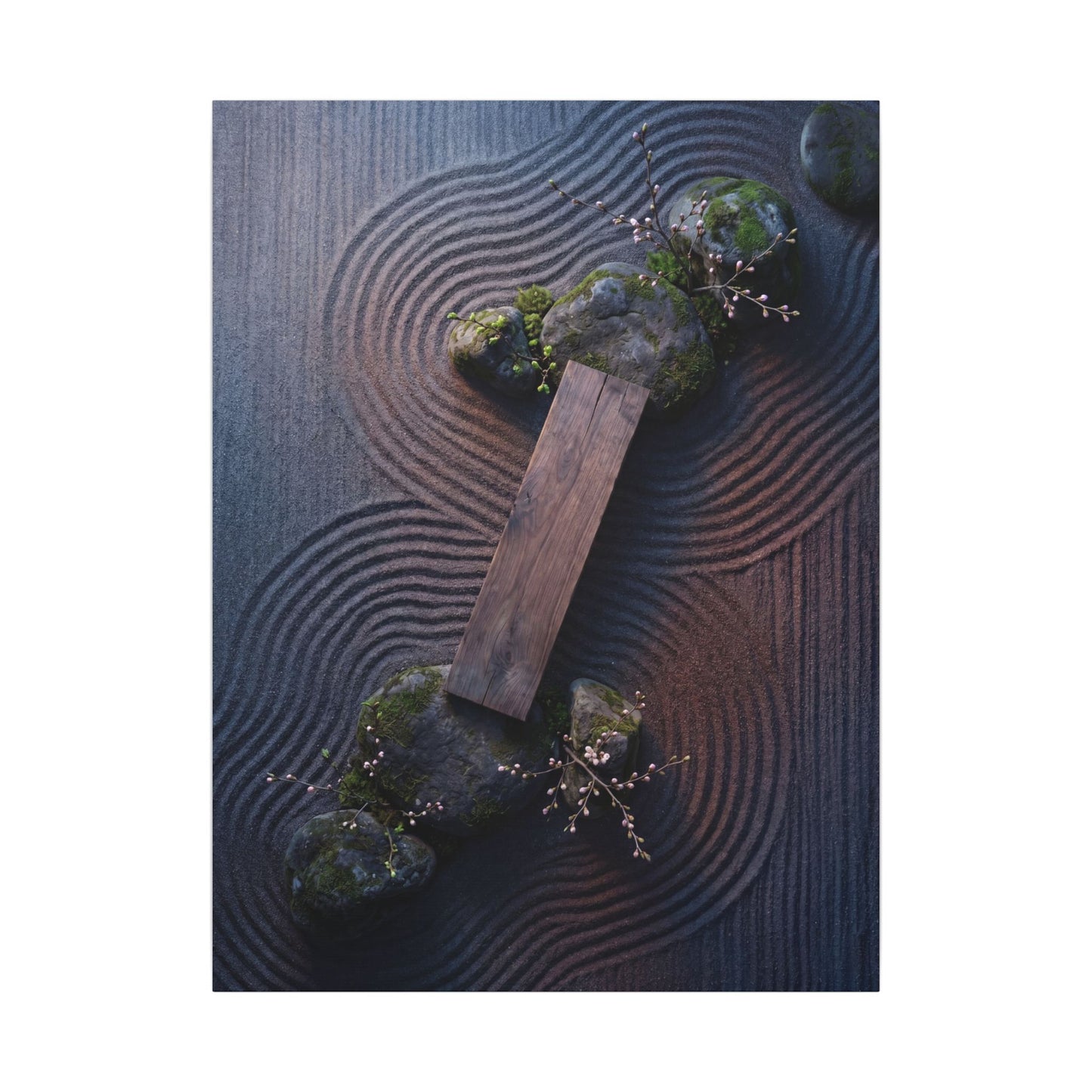 Spring Rock Garden Moody Minimal Canvas Art | Atmospheric Decor