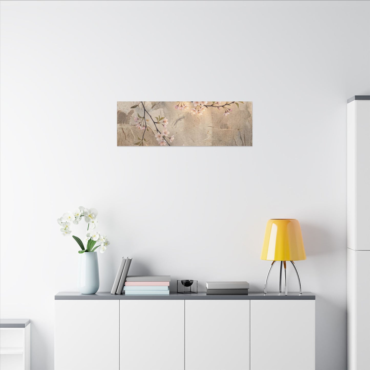 Summer Cherry Blossom Texture Canvas Art | Neutral Decor