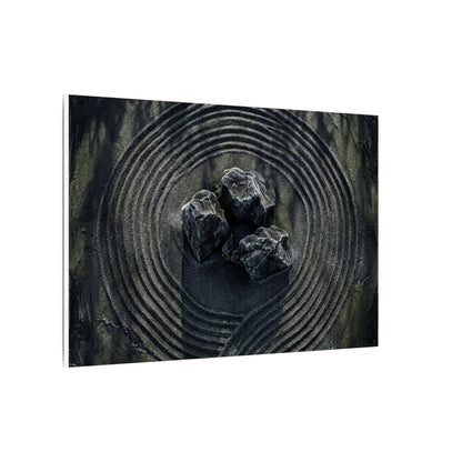 Moody Rock Garden Canvas Art - Dark Texture Dark Japandi