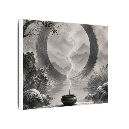 Incense Smoke Canvas Art | Winter Zen Sumi E Art