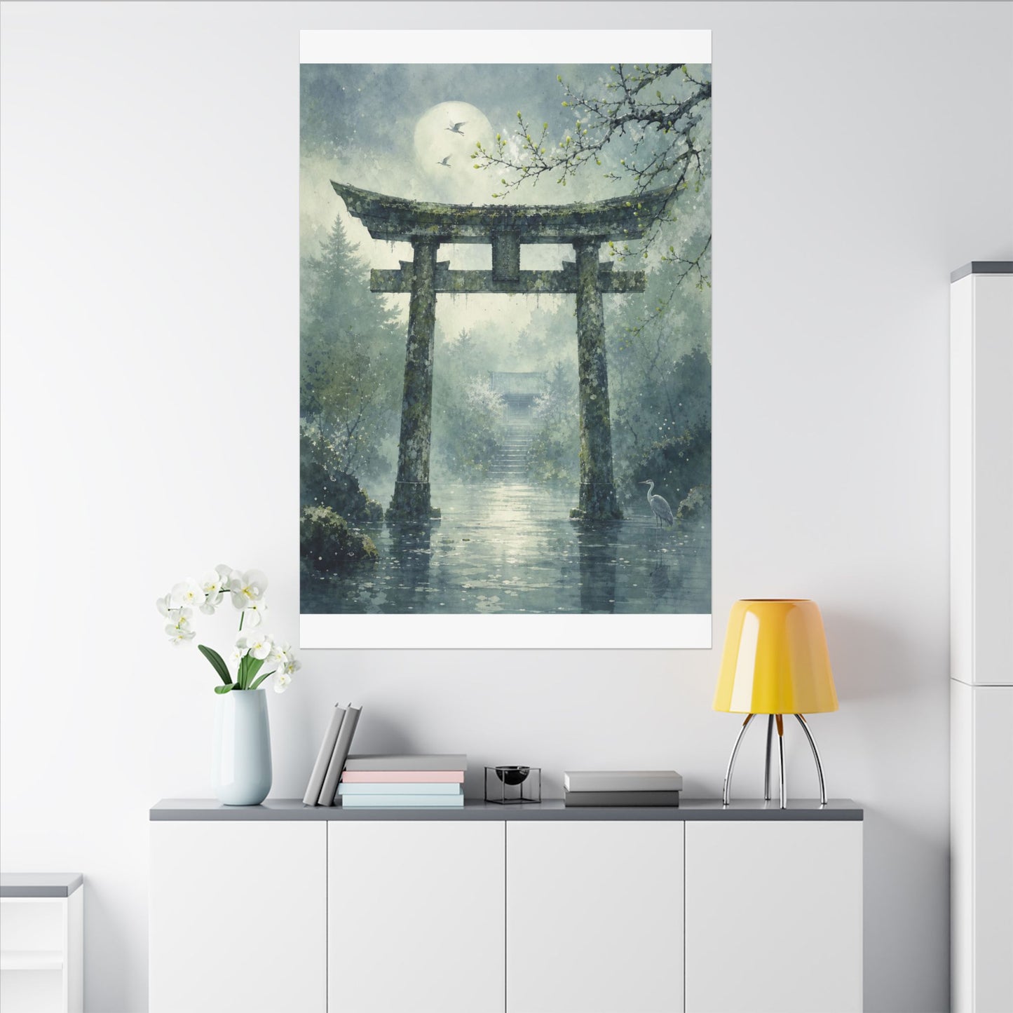 Earthy Torii Gate Canvas Art - Watercolor Japandi