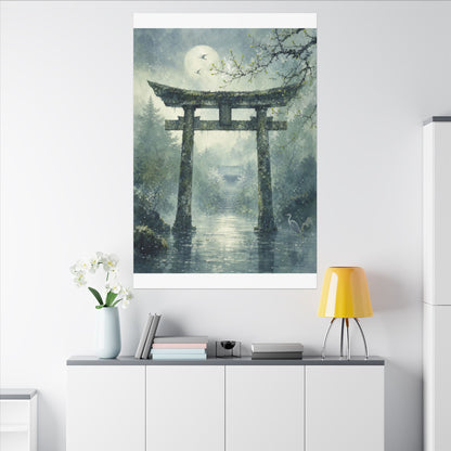 Earthy Torii Gate Canvas Art - Watercolor Japandi