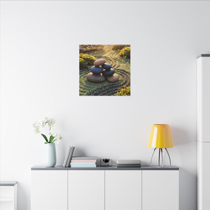 Zen River Stones in Golden Hour | Karesansui Canvas Art