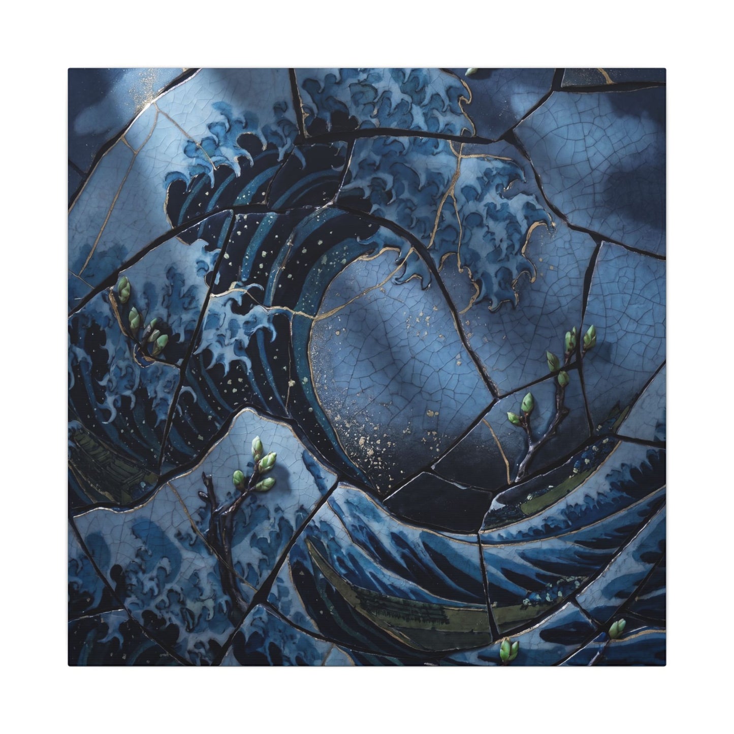 Ocean Wave Spring Canvas Art | Kintsugi Artful Design