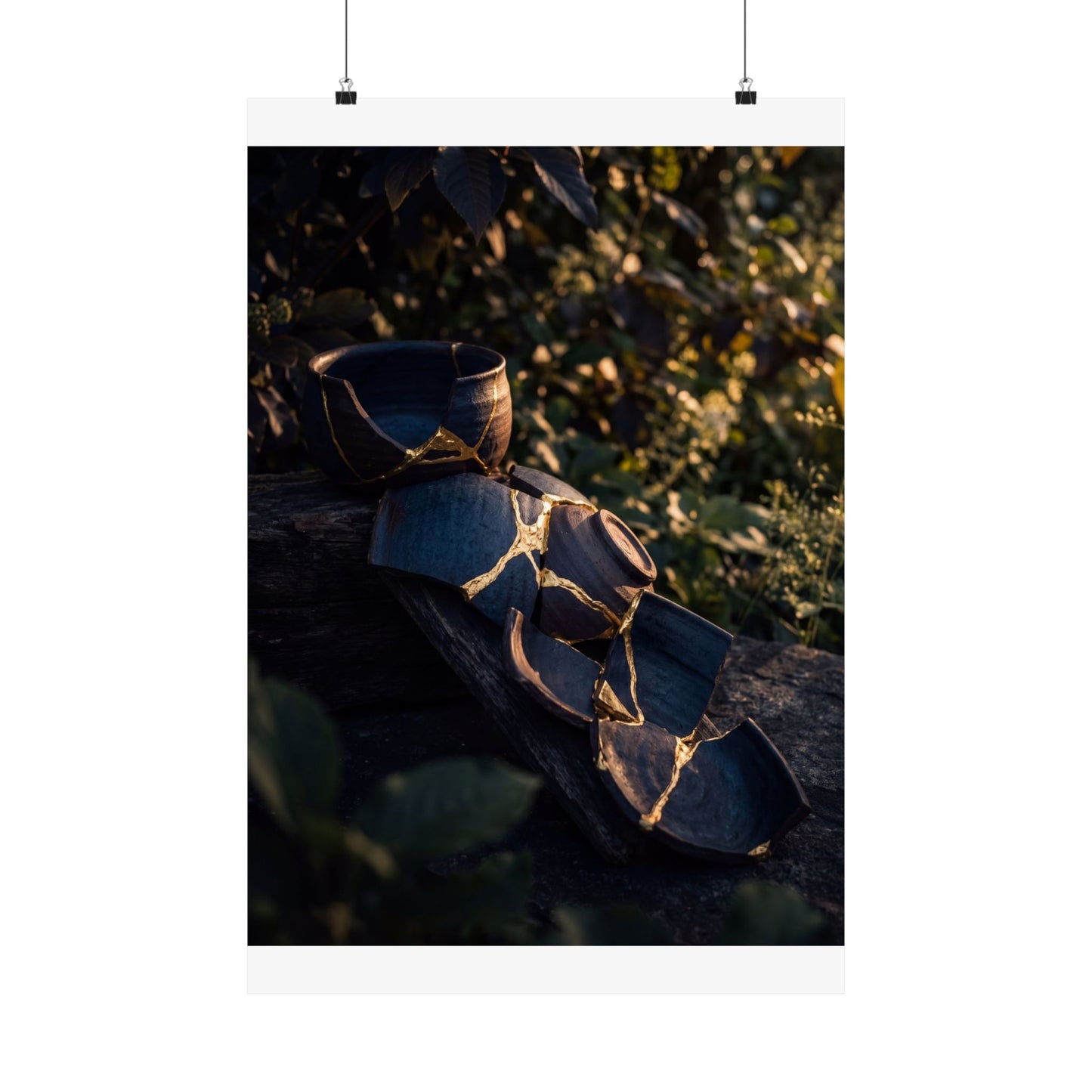 Mono No Aware Broken Pottery Wall Art Print - Dark Japandi Shadow Zen