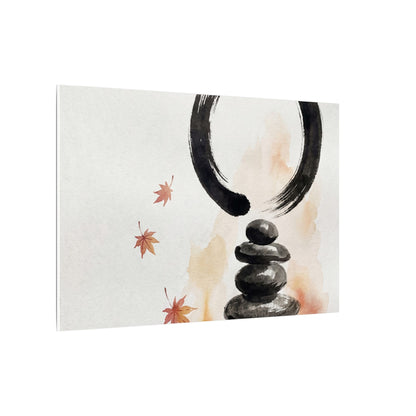 River Stones Canvas Art | Autumn Zen Enso Art