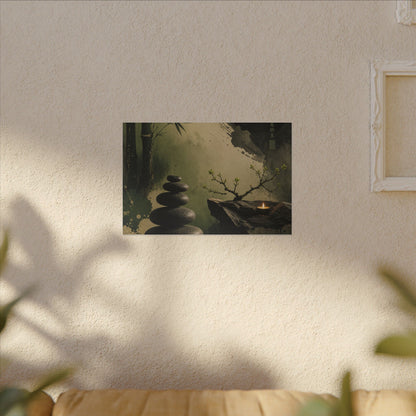 River Stones Spring Canvas Art | Zen Contemplative Design
