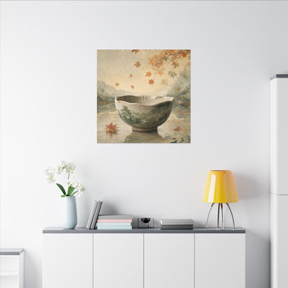 Autumn Ceramic Bowl Watercolor Canvas Art | Cozy Decor