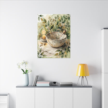 Ceramic Bowl Summer Canvas Art | Japandi Elegant Design