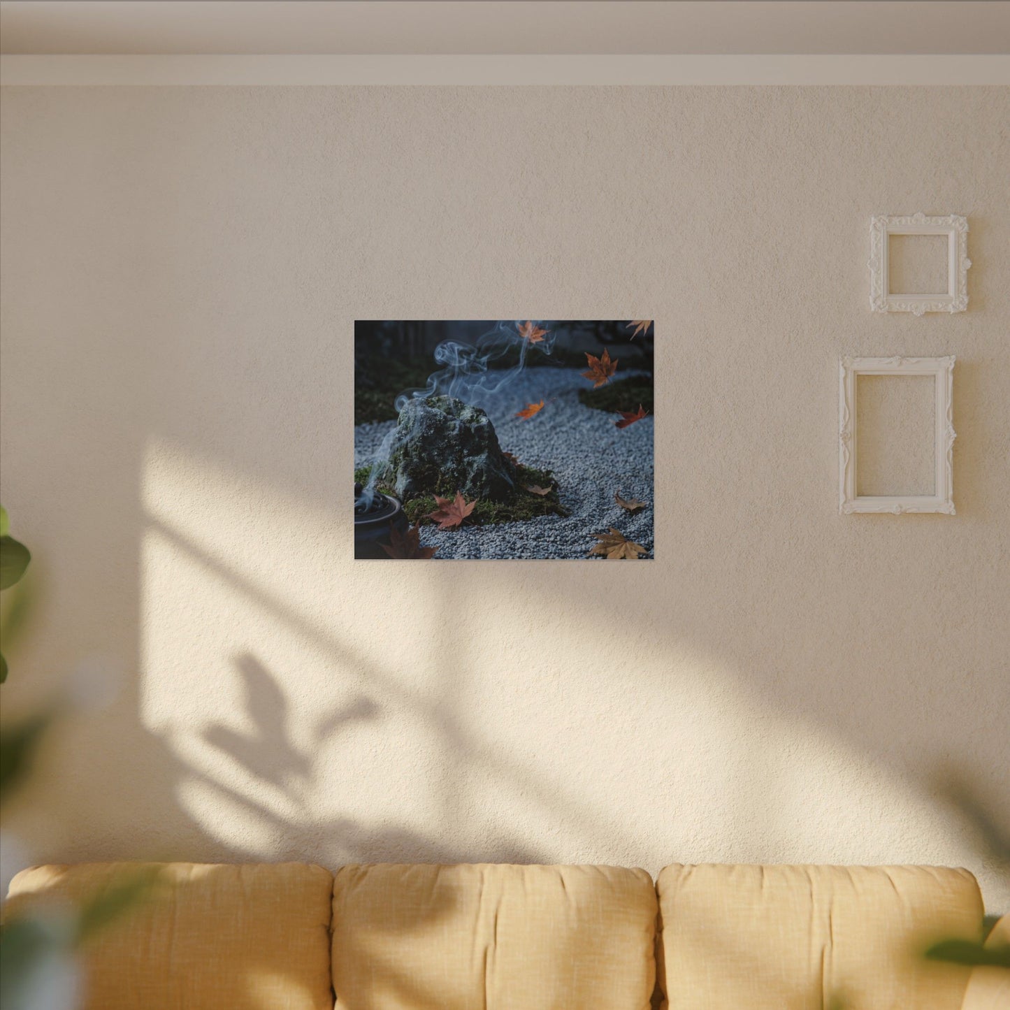 Autumn Incense Smoke Karesansui Canvas Art | Calm Decor