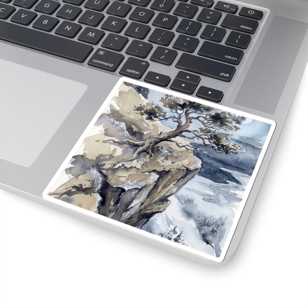 Winter Pine Tree Watercolor Sticker | Neutral Decor Art Print